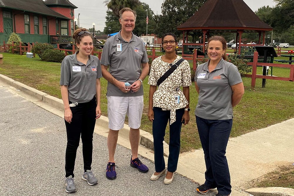 Community outreach team members at the drive-through health fair at Blackville Community Center